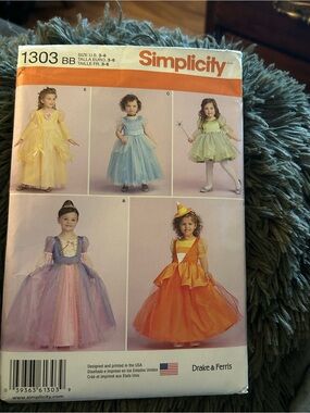 Simplicity Kids Costume Pattern 1303 - Yellow, Blue, Green, Purple, Orange